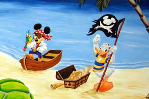 Muurschildering Disney Figuren