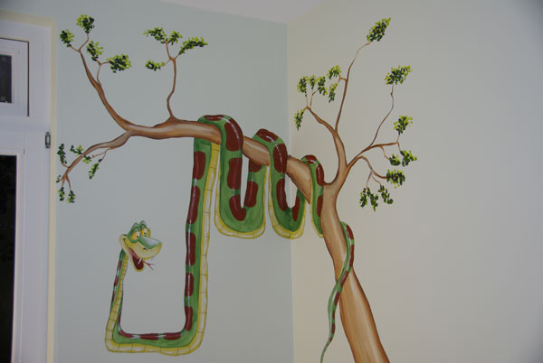 muurschildering ka de slang uit junglebook