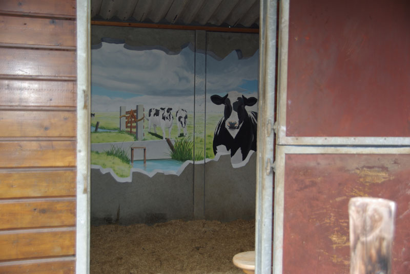 muurschildering koeien in weiland