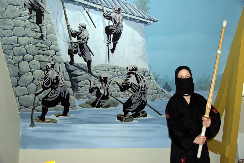 Muurschildering Ninja's