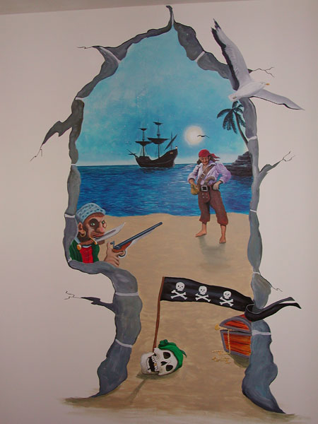 muurschildering piratenkamer