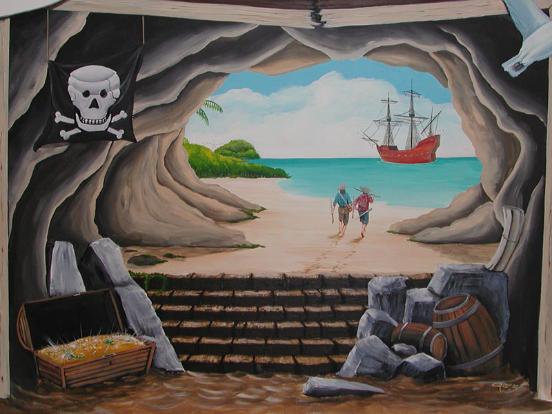 muurschildering piratengrot
