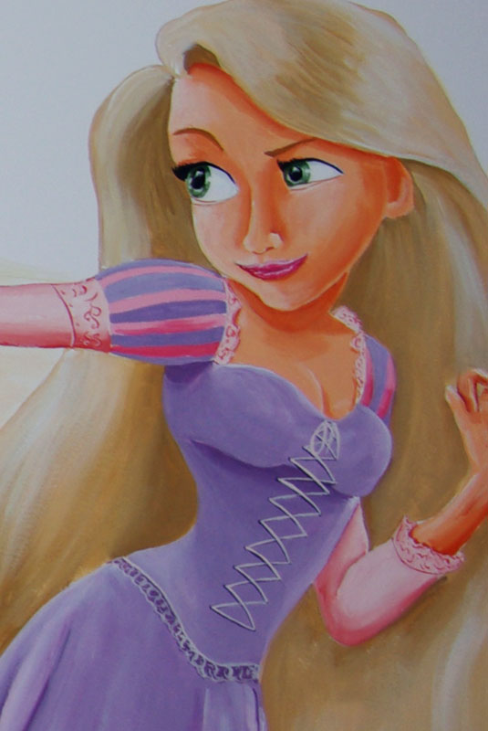 Muurschildering Disney prinsessen en Rapunzel