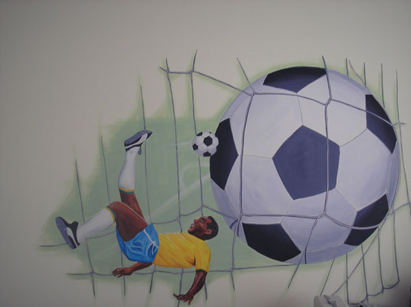 muurschildering voetbalkamer
